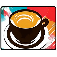 Coffee Tea Cappuccino Two Sides Fleece Blanket (medium) by uniart180623