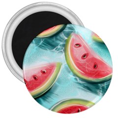 Watermelon Fruit Juicy Summer Heat 3  Magnets by uniart180623