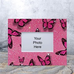Pink Glitter Butterfly White Tabletop Photo Frame 4 x6  by uniart180623
