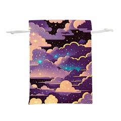 Fluffy Clouds Night Sky Lightweight Drawstring Pouch (s) by uniart180623