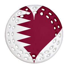 Heart-love-flag-qatar Ornament (round Filigree) by Bedest