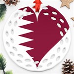Heart-love-flag-qatar Ornament (Round Filigree) Front