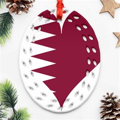 Heart-love-flag-qatar Oval Filigree Ornament (two Sides) by Bedest