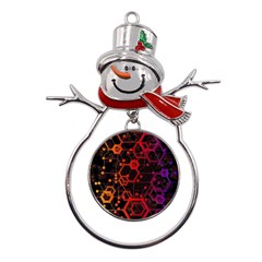Abstract Red Geometric Metal Snowman Ornament by Cowasu