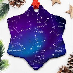 Realistic Night Sky With Constellations Snowflake Ornament (two Sides) by Cowasu