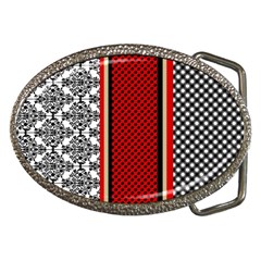 Background-damask-red-black Belt Buckles by Bedest