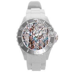 Forest-abstract-artwork-colorful Round Plastic Sport Watch (l) by Bedest
