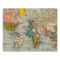 Vintage World Map Two Sides Premium Plush Fleece Blanket (large) by Cowasu