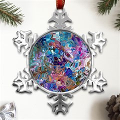 Smudged Metal Small Snowflake Ornament by kaleidomarblingart