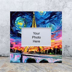 Eiffel Tower Starry Night Print Van Gogh White Box Photo Frame 4  X 6  by Sarkoni