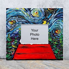 Dog Cartoon Vincent Van Gogh s Starry Night Parody White Wall Photo Frame 5  X 7  by Sarkoni