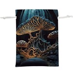 Forest Mushroom Wood Lightweight Drawstring Pouch (XL) Back