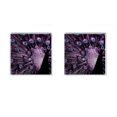 Purple Peacock Cufflinks (square) by Bedest