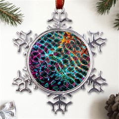 Fractal Abstract Waves Background Wallpaper Metal Large Snowflake Ornament by Ravend