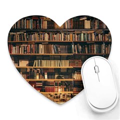 Books On Bookshelf Assorted Color Book Lot In Bookcase Library Heart Mousepad by Ravend