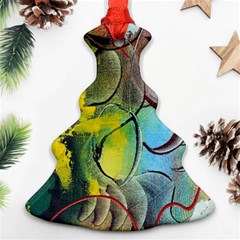 Detail Of A Bright Abstract Painted Art Background Texture Colors Ornament (christmas Tree)  by Ndabl3x