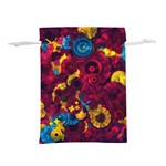 Psychedelic Digital Art Colorful Flower Abstract Multi Colored Lightweight Drawstring Pouch (S) Back