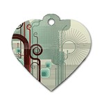 Green Red And White Line Digital Abstract Art Dog Tag Heart (Two Sides) Back