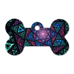 Purple Psychedelic Art Pattern Mosaic Design Fractal Art Dog Tag Bone (one Side) by Bedest