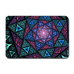Purple Psychedelic Art Pattern Mosaic Design Fractal Art Small Doormat by Bedest