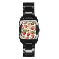 Strawberry Fruit Stainless Steel Barrel Watch by Bedest