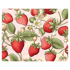 Strawberry Fruit Two Sides Premium Plush Fleece Blanket (medium) by Bedest