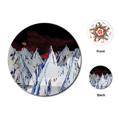 Abstract Painting Cold Temperature Snow Nature Playing Cards Single Design (round) by Grandong