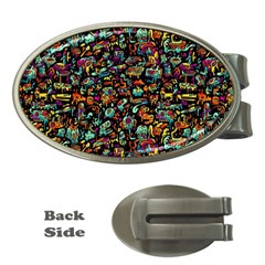 Multicolored Doodle Abstract Colorful Multi Colored Money Clips (oval)  by Grandong