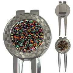 Multicolored Doodle Abstract Colorful Multi Colored 3-in-1 Golf Divots by Grandong