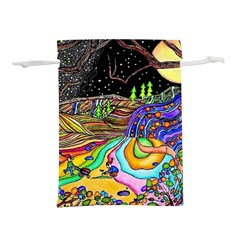 Nature Moon Psychedelic Painting Lightweight Drawstring Pouch (m) by Sarkoni