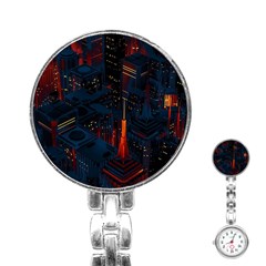 Architecture City Pixel Art Stainless Steel Nurses Watch by Sarkoni