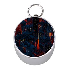 Architecture City Pixel Art Mini Silver Compasses by Sarkoni