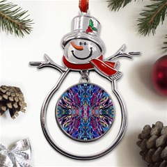 Cobalt Blend Metal Snowman Ornament by kaleidomarblingart
