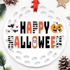 Happy Halloween Slot Text Orange Round Filigree Ornament (two Sides) by Sarkoni