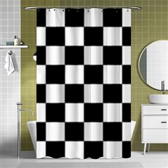 Black White Chess Board Shower Curtain 48  X 72  (small)  by Ndabl3x