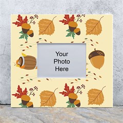 Leaves Foliage Acorns Barrel White Wall Photo Frame 5  X 7  by Ndabl3x