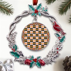 Chess Halloween Pattern Metal X mas Wreath Holly Leaf Ornament by Ndabl3x