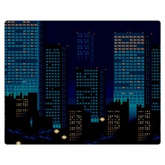 Pixel Art Night City Japan Premium Plush Fleece Blanket (medium) by Sarkoni
