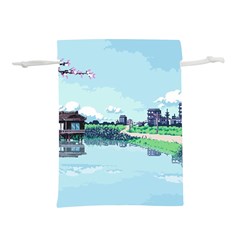 Japanese Themed Pixel Art The Urban And Rural Side Of Japan Lightweight Drawstring Pouch (m) by Sarkoni