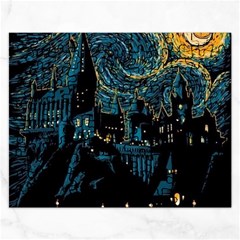 Hogwarts Starry Night Van Gogh Rectangular Jigsaw Puzzl by Sarkoni