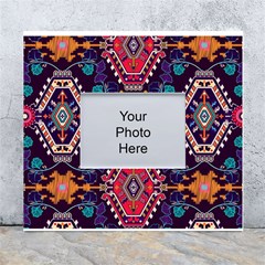 Pattern Ornament Motif Colorful Texture White Wall Photo Frame 5  X 7  by Grandong