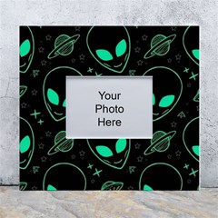 Alien Green Black Pattern White Wall Photo Frame 5  X 7  by Ndabl3x