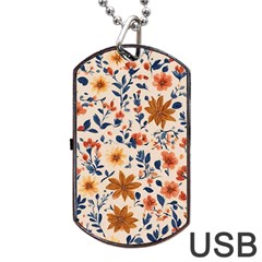 Boho Flowers Seamless Patternn Dog Tag Usb Flash (two Sides) by Jack14