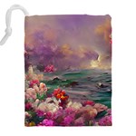 Abstract Flowers  Drawstring Pouch (4XL) Back