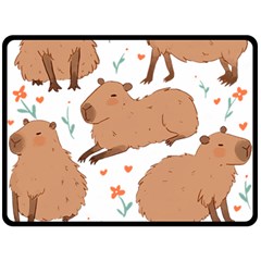 Capybara Art T- Shirt Cute Capybaras Illustration T- Shirt Yoga Reflexion Pose T- Shirtyoga Reflexion Pose T- Shirt Fleece Blanket (large) by hizuto