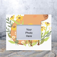 Capybara T- Shirt Cute Capybara With Daisy Flowers T- Shirt Yoga Reflexion Pose T- Shirtyoga Reflexion Pose T- Shirt White Tabletop Photo Frame 4 x6  by hizuto