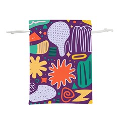 Colorful Shapes On A Purple Background Lightweight Drawstring Pouch (m) by LalyLauraFLM