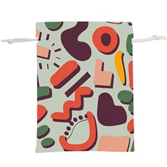 Shapes In Retro Colors On A Green Background Lightweight Drawstring Pouch (xl) by LalyLauraFLM