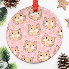 Cat Pattern Pink Cartoon Ornament (round) by Pakjumat