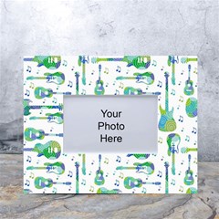 Guitars Music Notes Seamless Pattern White Tabletop Photo Frame 4 x6  by Pakjumat